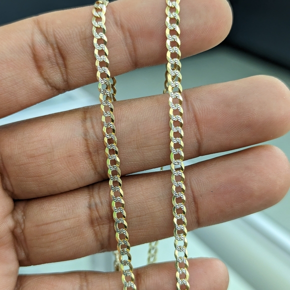 10kt real solid gold cuban diamond cut chain 3.6mm 22 inch - Picture 6 of 12